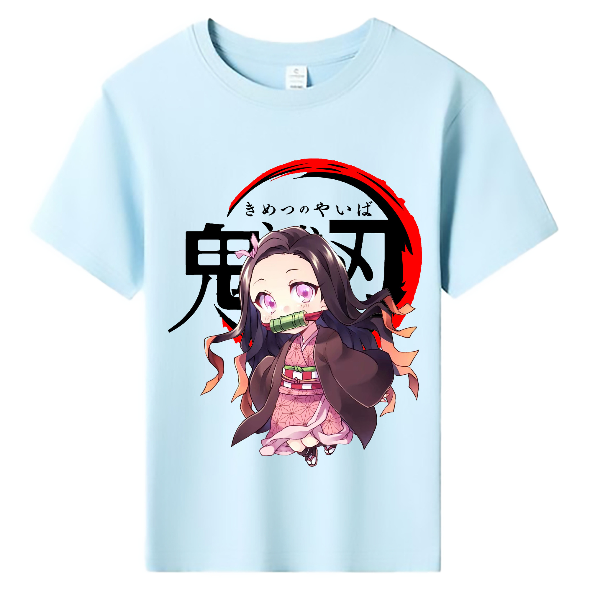 （画像用） 鬼滅の刃（きめつのやいば）竈門 禰󠄀豆子／かまど ねずこ Kamado Nezuko 綿100％キッズTシャツ（フロントプリント）